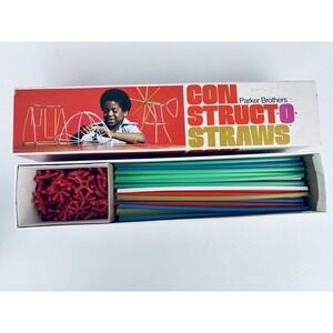 Vintage 1974 Parker Brothers Constructo Straws Toy Building Game